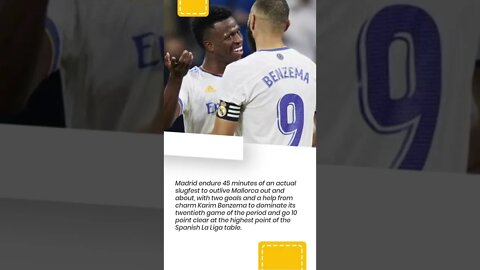 Karim Benzema, Vinicius combo stretches out La Liga lead to 10 point #shorts