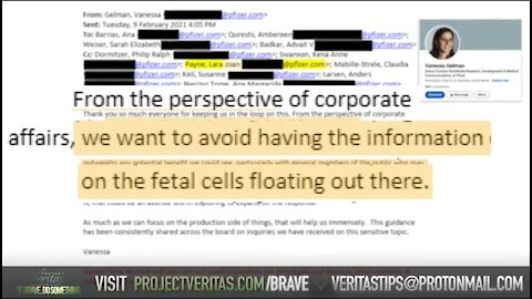 Pfizer Whistleblower With Project Veritas: Company Tried To Hide Use Of Fetal Cells in Vaccine