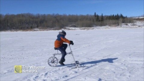 The next great Canadian invention? Bike/Ski combination heads across lake