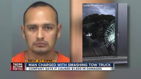 Clearwater man arrested for smashing window of tow truck