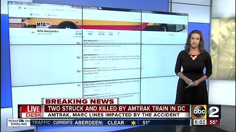 2 hit by Amtrak train in DC, trains canceled during rush hour