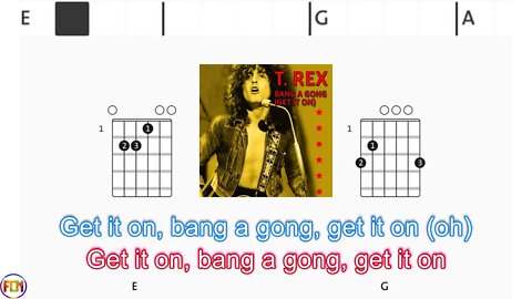 T Rex - Bang a Gong (Get It On) - (Chords & Lyrics like a Karaoke)