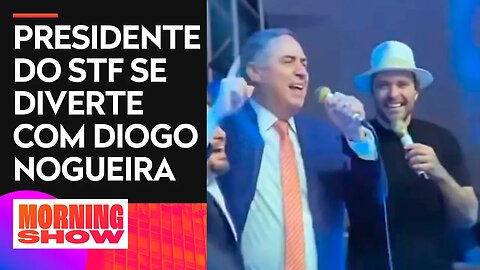 Barroso canta “Evidências” durante coquetel em sua homenagem; assista