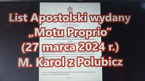 List Apostolski wydany „Motu Proprio” (27 marca 2024 r.)