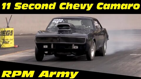 11 Second Big Tire Chevy Camaro Drag Racing