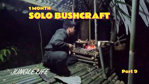 1 Month Solo Bushcraft. Build a box-shaped house on a tree. Survive in the Wild part 9