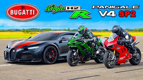 Bugatti Chiron SS v Kawasaki H2R v Ducati Panigale SP2: DRAG RACE