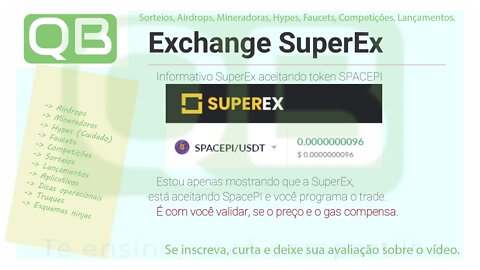 Dica - SuperEx - SpacePI - A Exchange está recebendo este token