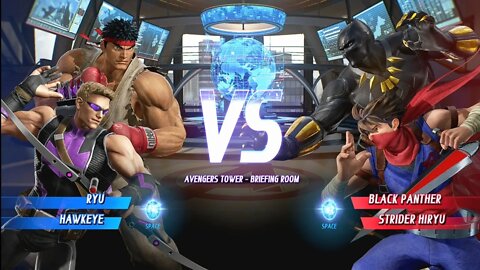 Ryu & Hawkeye VS Black Panter & Strider Hiryu Marvel vs Capcom Infinite