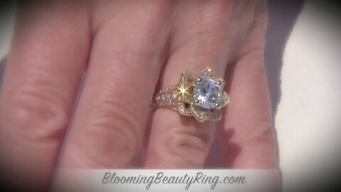 Large Blooming Beauty Engagement Ring Hand Engraved In 18k Yellow Gold