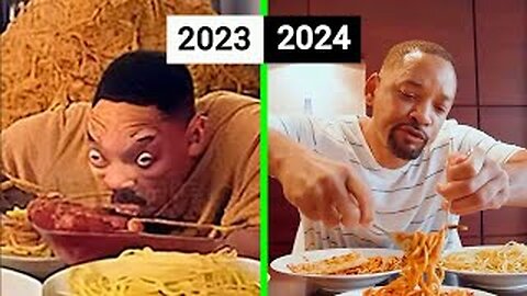 Will Smith Eating Spaghetti Al Video - (2023 vs 2024)