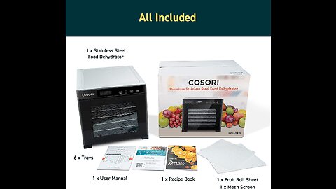 COSORI Food Dehydrator (50 Recipes) for Jerky, Vegetables Fruit, Meat, Dog Treats, Herbs, and Y...