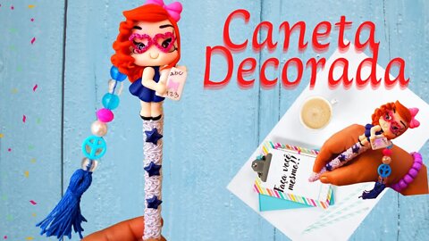 CANETA DECORADA COM RENDA BRANCA! DIY! DECORATED PEN! FAÇA VOCÊ MESMO!!