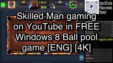 Skilled Man gaming on YouTube in FREE Windows 8 Ball pool game [ENG] [4K] 🎱🎱🎱 8 Ball Pool 🎱🎱🎱