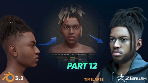 Adam | 3d Character for animation | Part 12 | kinky (black people) hair | dreads | ZBrush | Blender