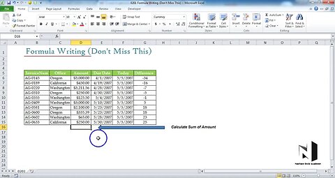 use of sum formula in MS Excel