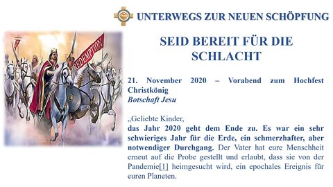 Botschaft 21 11 2020 SEID BEREIT FÜR DIE SCHLACHT