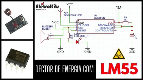 Como montar um detector de energia eletrica com LM555 fase neutro