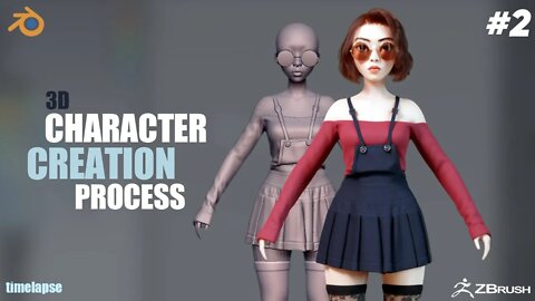 stylized character speedthrough |Part 2 |retopology | uv's| texturing | ZBrush |Blender