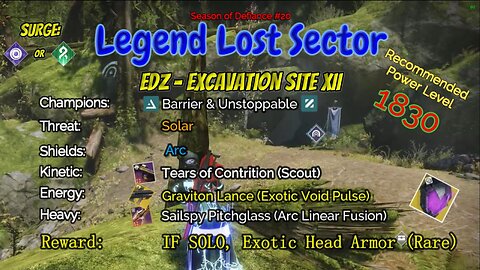 Destiny 2 Legend Lost Sector: EDZ - Excavation Site XII on my Hunter 4-5-23