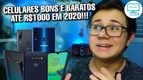 TOP 5 CELULARES CUSTO-BENEFÍCIO ATÉ R$1000 EM 2020! - ListaTech#6