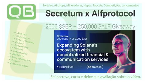 Airdrop - Sorteio - Tokens Solana - 🏆 $2000 USDT 50 randomly (40 $SER + 5000 $ALF tokens each)