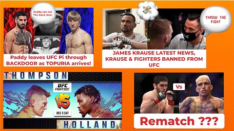 JAMES KRAUSE latest News, WONDERBOY vs HOLLAND, NATE DIAZ officially LEAVES, PADDY RUNS OFF & more