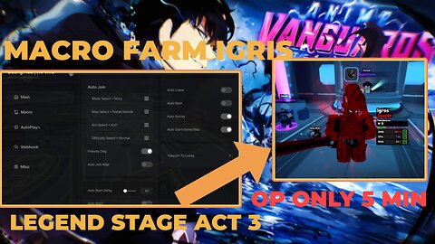 Anime Vanguards Script Macro Auto Farm Legend Stage Act 3 Get Igris