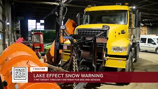 Erie County prepares for first lake effect storm of season