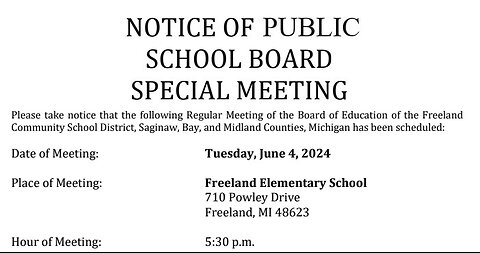 Freeland CSD Board - Special Meeting 6-4-2024