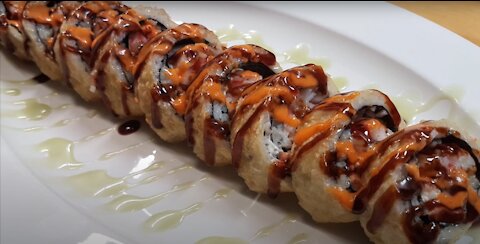 Deep Fried Sockeye Salmon Sushi Roll (Very Tasty)