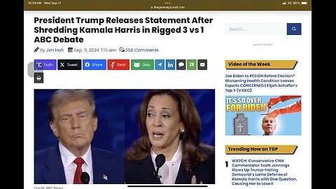 President Trump Releases Statement After Shredding Kamala Harris in Rigged 3 vs 1 ABC Debate