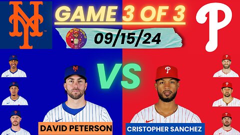 Philadelphia Phillies vs. New York Mets LIVE PLAY-BY-PLAY (09-15-24) #phillies #mets #mlb