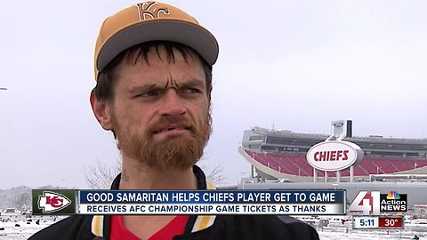 Homeless man helps Chiefs player Jeff Allen make it to playoff game