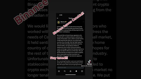 #Binance is leaving Canada!! #cryptonews #btc #crypto #cryptocurrency #eth #xrp #investing #ripple