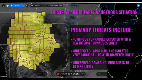 A PDS tornado watch has been issued for Illinois, Iowa, Missouri, and Wisconsin until 8PM CDT