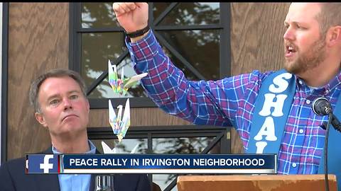 Indy Mayor speaks at Peace Rally in Irvington neighborhood about gun violence in the city