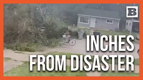 Close Call: Cyclist Narrowly Escapes Falling Tree During Milwaukee Storm