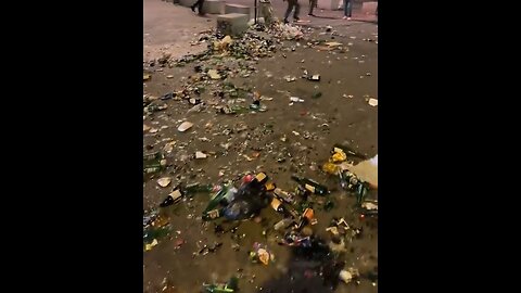 Streets Of Paris Trashed, Broken Glass And Bottles After Thousands Of Far-Left Activists Riot