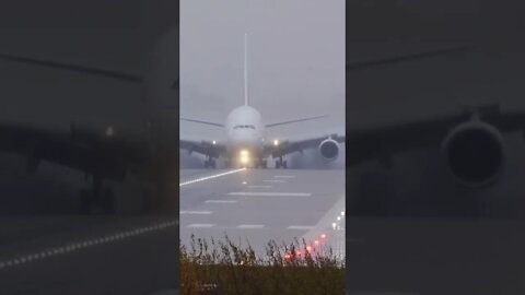 A380 landing in storm😳