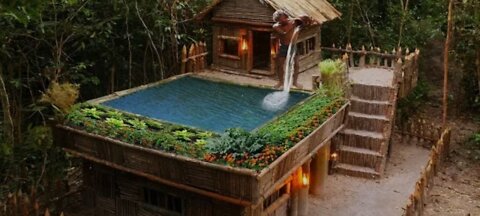 building a bamboo pool in a wooden house