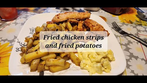 Fried chicken strips and fried potatoes #chickenrecipe #chickendinner #threeriverschallenge