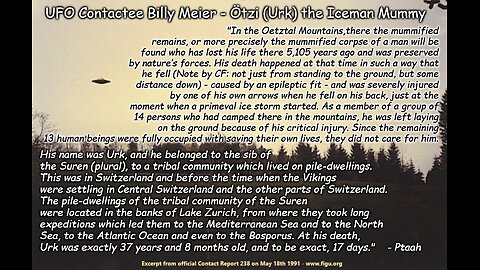 Billy Meier UFO Contact Reports - The Ice Man Ötzi Urk Onde