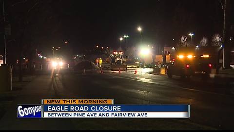 Water line break closes section of Eagle Rd.