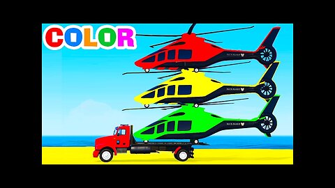 FUN HELICOPTER on Truck & Cars Spiderman Cartoon for Children & Colors for Kids w Nursery Rhymes