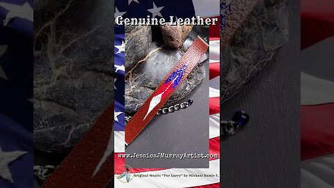 RED, WHITE, & BLUE, 9 inch adjustable, leather feather bracelet