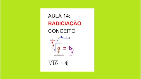 ESTUDO DA RADICIAÇÃO: AULA 14 – CONCEITO INICIAL