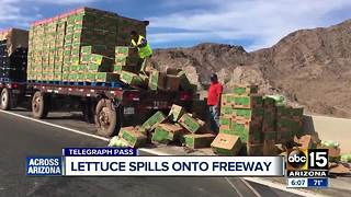 Lettuce spills onto freeway in southern Arizona