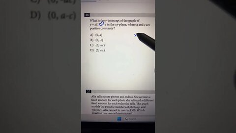 Find y-intercept for the given graph in xy plane #satmath #youtubeshorts #mathtrick