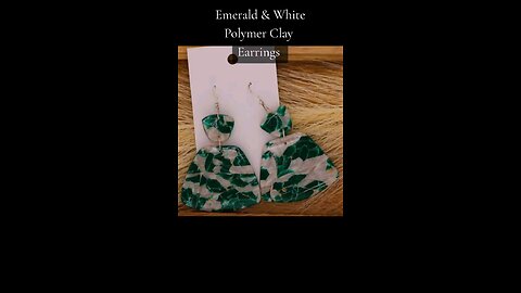 Emerald & White Polymer Clay Earrings